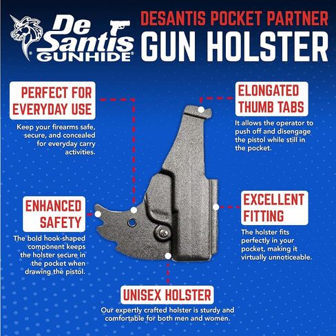 Desantis Pocket Partner Kydex Holster for Pistols - Ambidextrous, Black in Saudi Arabia