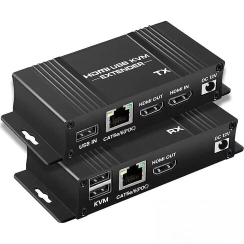 164ft HDMI KVM USB Extender, HDMI to RJ45 Over Cat5e/6/7, Zero Latency 1080p@60Hz USB Keyboard/Mouse Control, Single Power Plug & Play, for Home Theater Outdoor (Transmitter + Receiver) in Saudi Arabia
