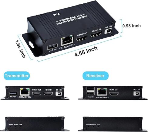 164ft HDMI KVM USB Extender, HDMI to RJ45 Over Cat5e/6/7, Zero Latency 1080p@60Hz USB Keyboard/Mouse Control, Single Power Plug & Play, for Home Theater Outdoor (Transmitter + Receiver) in Saudi Arabia