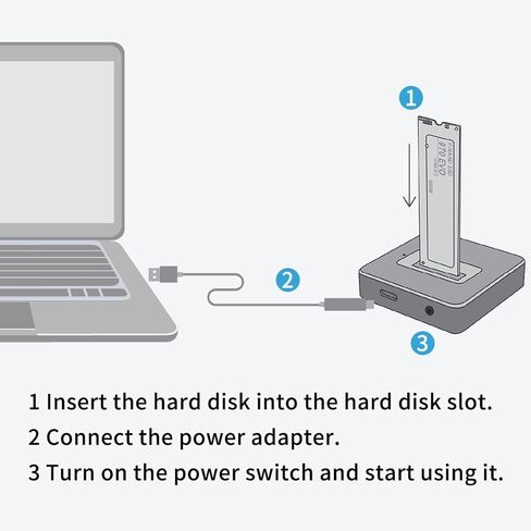ACASIS M.2 NVMe & SATA to USB C Docking Station (Used), NVME SSD Enclosure Adapter, USB 3.2 Gen 2(10 Gbps), Aluminium Alloy Housing, Support M.2 (M Key) and (B+M Key) SATA-Based SSD in Kuwait