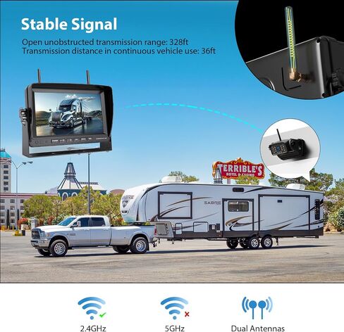 ZEROXCLUB Magnetic Wireless RV Backup Camera System: Rear Camera with 7" HD 1080P DVR Monitor, DVR Monitor & IR Night Vision, Portable Rechargeable Camera for RV/Trailer/Fifth Wheels/Camper in Kuwait