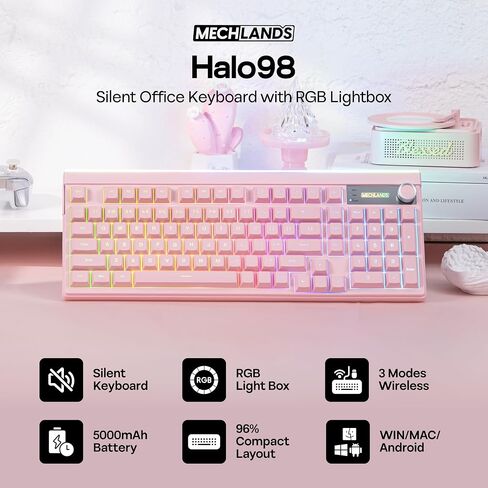MechLands Halo98 Silent Office Keyboard w/Numpad, Light Box, Screen & Knob in Kuwait
