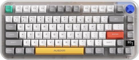 AUSDOM K75pro Wireless Gaming Creamy Keyboard, Tri-Mode BT/2.4G/USB-C Computer Keyboard, RGB Backlit Media Knob Creamy Keyboard (Mixed Color) in Kuwait