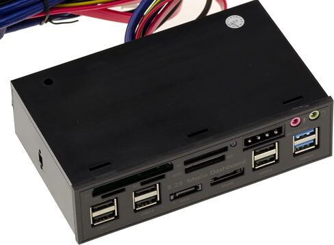 KALEA-INFORMATIQUE Front panel for 5.25 bay, multi-port: CF SD MicroSD MMC USB2 USB3 eSATA SATA Audio 12V 5V in Kuwait