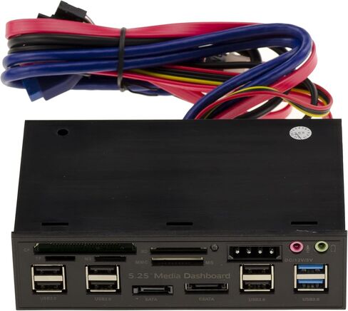 KALEA-INFORMATIQUE Front panel for 5.25 bay, multi-port: CF SD MicroSD MMC USB2 USB3 eSATA SATA Audio 12V 5V in Kuwait