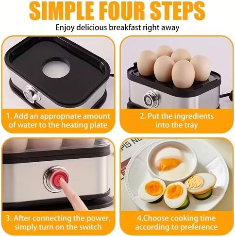 Egg Cooker Electric 6 Eggs Capacity, Soft, Medium, Hard Boiled, Poacher, Omelet Maker Egg Poacher With Auto Shut-Off, BPA Free in Saudi Arabia