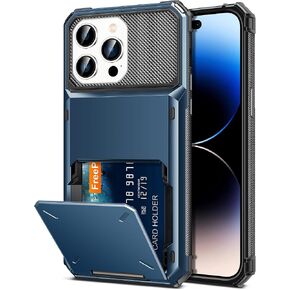TITACUTE لهاتف iPhone 14 Pro Case 6.1 محفظة 5 حامل لبطاقة الائتمان وفتحة هوية وغطاء قلاب وتصميم جيب خلفي مقاوم للخدش وغطاء صلب من مادة TPU الهجينة الواقية من الصدمات لهاتف iPhone 14 Pro باللون الأزرق الداكن in Kuwait