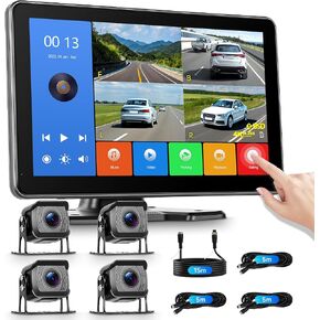 4 Channel 10.1 Inch Backup Camera Systerm for RV, Blind Spot Detection Touch Screen Backup Camera for Trucks, Pickups, Cars, Trailer, Stable, Courtyard, Garage, Farm with 4 Wired Cameras in Saudi Arabia