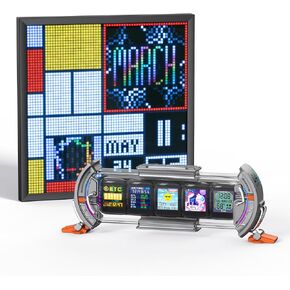 Divoom Times Gate Silver+Pixoo 64，RGB LED Display, Pixel Cyberpunk Gaming Setup Digital Clock with Smart APP Control, and 64×64 LED Panel Display Frame for Home Decor/Social Media Fans Counter in Kuwait