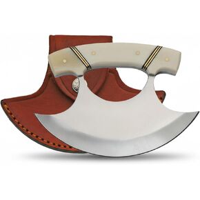 SZCO ULU Hunting Knife 5.5 Inch - Camping Knife with Bone Handle, Stainless Steel Crescent Blade & Sheath - Pocket Knife for Hunting, Camping & Outdoor uses - Knives for Men in Saudi Arabia