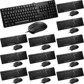 Fabbay 24 Pcs USB Wired Keyboard and Mouse 12 Wired Mouse 12 Corded Full Size Keyboard for School Office Home Compatible with Computer/Laptop/Windows/PC/Desktop in Kuwait