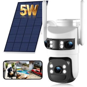 6MP Triple Lens Solar Security Cameras Wireless Outdoor, AOV 24/7 Recording in Saudi Arabia