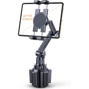 Coolpow Cup Holder Tablet Holder for Car【15" Height Adjustable】 Car Cup Holder ipad Car Mount for Truck Stand Car Tablet Holder Multi Angle Car Mount for All 4.7"-13" Apple iPad Samsung Galaxy Tab in Saudi Arabia