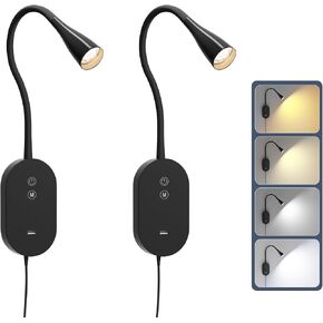 Wall Reading Light for Bed, CRI95+ LED Lamp,USB Charging,Memory Black in Saudi Arabia