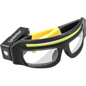 LED Safety Glasses with Lights Rechargeable Headlight with Motion Sensor and Touch Control, USB C Lighted Glasses for night Running ,Camping, Fishing, Cycling, Hiking, Hands-Free Lighting (Blue) in Kuwait