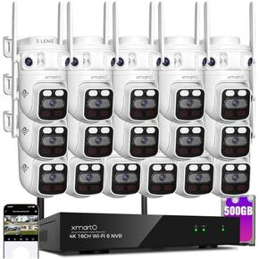 XMARTO 6MP Tri-Lens PTZ WiFi6 Security Camera System, 16-Cam 16CH 4K NVR in Kuwait