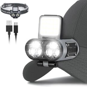 2 Pack LED Hard Hat Light, 900LM Rechargeable Dimmable Clip on Cap Lights in Kuwait