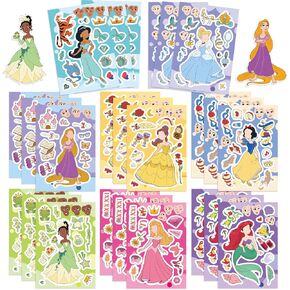 24 Sheets Cute Princess Stickers for Teens Make Your Own Cartoon Character Sticker Make a Face Stickers for Teens, Rewards Movies Themed Art Craft Party Supplies (Princess) in Kuwait
