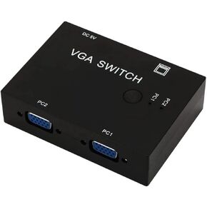 2-Port VGA Switch Box 2 in 1 Out, VGA SVGA XVGA UXGA Monitor Switcher, 2 Computers Share 1 Monitor or 1 Computer to 2 Monitors, No Power Required, Plug & Play, Button Switch in Kuwait