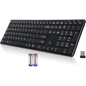 Wireless Keyboard-2.4G USB Ultra Slim Quiet Full Size Matte PC Computer Keyboard,19 Multimedia Keys,Number Pad,Plug&Play,Lag-Free Ergo,Long Battery Life for Desktop,Laptop,Smart TV,MAC,Windows,QWERTY in Saudi Arabia