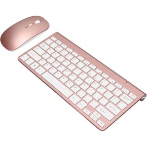78 Key USB Keyboard Mouse Set, Ergonomic Thin Etched Keycaps Quiet Keys, Computer Combo, Rose Gold for Office Home Study Travel Use in Kuwait