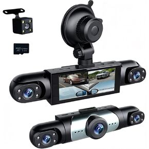 360° Full View Dash Cam Front and Rear Inside, 4 Channel Dashcam 1080P Full HD Dash Camera for Cars with Infrared Lamps Night Vision G-Sensor, Parking Mode, 64GB SD Card Car Accessories in Kuwait