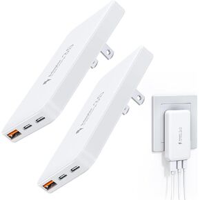 [2‑Pack] Ultra Thin 60W USB-C Wall Charger, Foldable Fast Charging Block in Kuwait
