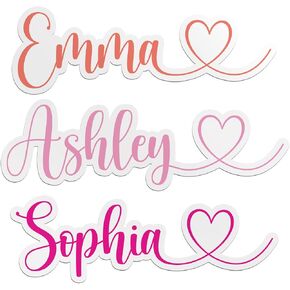(New Update) Personalized Name Sticker with Heart, Custom Name Decal, UV DTF Transparent Sticker & Magnet, Cute Aesthetic Waterproof Vinyl for Girls Kids Teens, Water Bottle, Tumbler, Laptop, Phone in Saudi Arabia