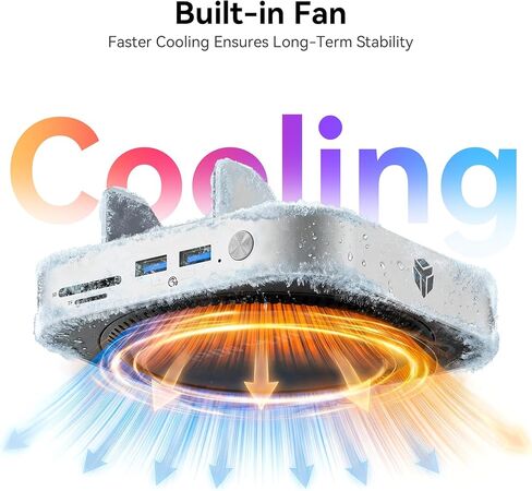 Yottamaster 9 in 1 Mac mini M4 Dock 10Gbps with 8TB NVMe SATA SSD Enclosure, Aluminum Mac mini M4 Stand and Hub, Built in Cool Fan, USB-A*2/USB-C 10Gbps, USB-A 2.0 * 2, 3.5mm Audio*2, TF/SD in Kuwait
