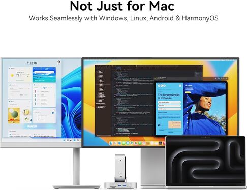 Yottamaster 9 in 1 Mac mini M4 Dock 10Gbps with 8TB NVMe SATA SSD Enclosure, Aluminum Mac mini M4 Stand and Hub, Built in Cool Fan, USB-A*2/USB-C 10Gbps, USB-A 2.0 * 2, 3.5mm Audio*2, TF/SD in Kuwait