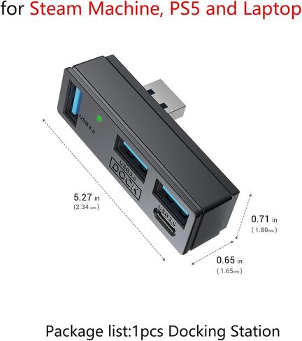 4-in-1 Expansion Dock for Steam Machine Compatible with PS5 Console Docking Station USB 3.0 Hub Dock Accessories (Black,1pcs) in Kuwait