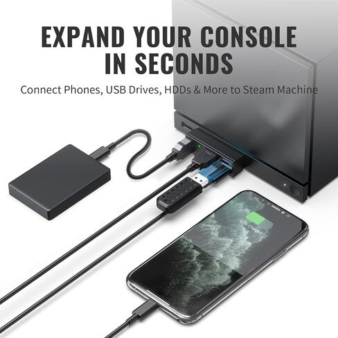 4-in-1 Expansion Dock for Steam Machine Compatible with PS5 Console Docking Station USB 3.0 Hub Dock Accessories (Black,1pcs) in Kuwait