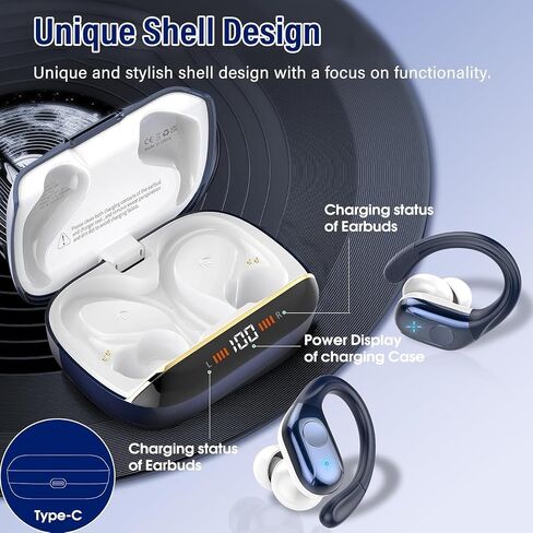 75H Sports Wireless Earbuds Bluetooth 5.4 Headphones Stereo, Dark Blue in Kuwait