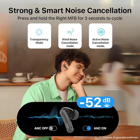JUOVI Ture Wireless Earbuds Active Noise Cancelling Bluetooth Headphones in Saudi Arabia