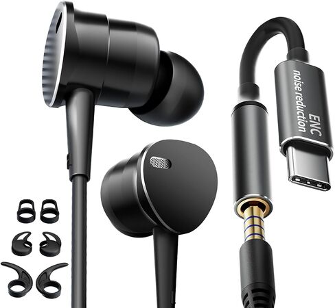 Wired Headphones Deep Bass Magnetic Earbuds With Noise Cancelling ENC Voice in Kuwait