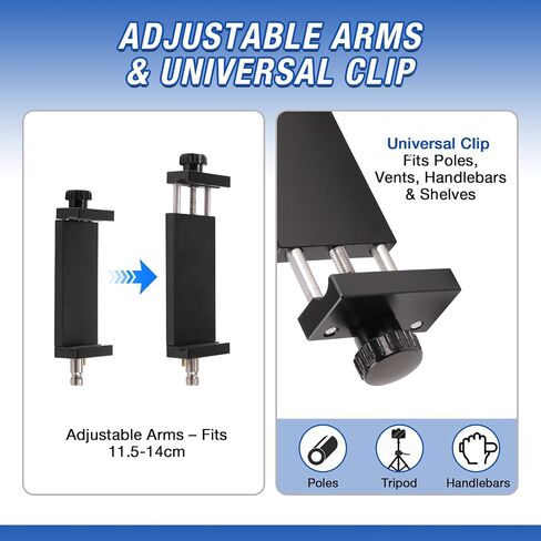 T80L Adjustable Holder & Tablet Clamp for 11.5-14cm Devices - Secure Car/Bike/Desk Mount for Large Tablets, Phones, GPS in Saudi Arabia