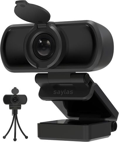 saylas 2.5K Webcam for PC with Microphone, Noise Cancellation, 110 FOV, USB Web Cam, Privacy Cover and Tripod, Plug&Play Computer Camera for Laptop, Desktop, Mac, Zoom, Skype in Saudi Arabia