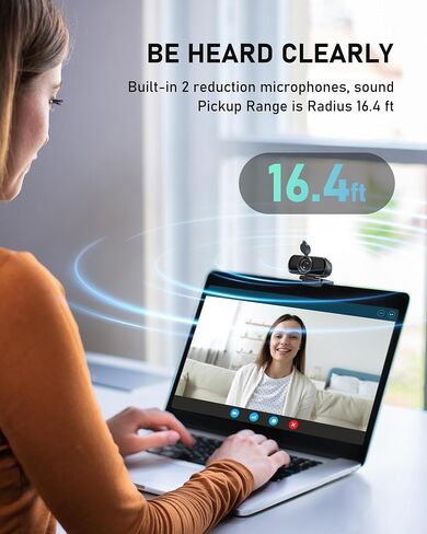 saylas 2.5K Webcam for PC with Microphone, Noise Cancellation, 110 FOV, USB Web Cam, Privacy Cover and Tripod, Plug&Play Computer Camera for Laptop, Desktop, Mac, Zoom, Skype in Saudi Arabia