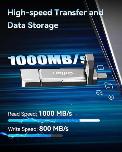 128GB USB C Solid State Flash Drive Up to1000MB/s USB 3.2 Gen 2 Dual USB Flash Drive Type C + USB A Solid State Thumb Drive in Kuwait
