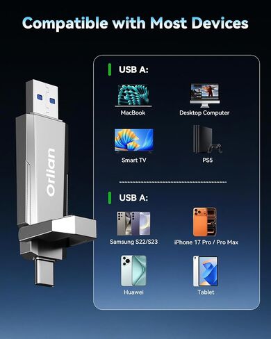 128GB USB C Solid State Flash Drive Up to1000MB/s USB 3.2 Gen 2 Dual USB Flash Drive Type C + USB A Solid State Thumb Drive in Kuwait