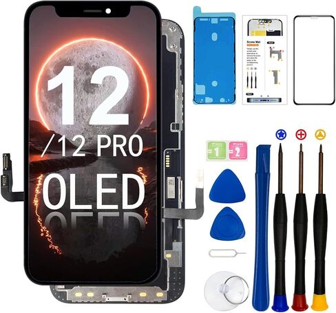 for iPhone 12/12 Pro OLED Screen Replacement Kit [ NOT LCD ] 6.1 inch Full HD Display 3D Touch Screen Digitizer Full Assembly + Repair Tools + Screen Protector in Saudi Arabia