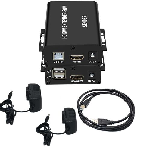DC 5V 1A HDTV KVM Extender Sender Receiver HDTV Over RJ45 CAT5e CAT6 Cable with 1080P Video Audio Extension for Laptop in Kuwait