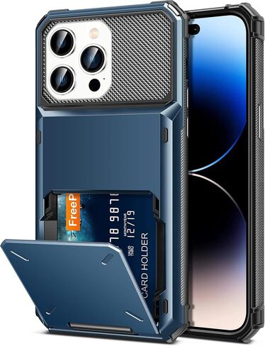 TITACUTE لهاتف iPhone 14 Pro Case 6.1 محفظة 5 حامل لبطاقة الائتمان وفتحة هوية وغطاء قلاب وتصميم جيب خلفي مقاوم للخدش وغطاء صلب من مادة TPU الهجينة الواقية من الصدمات لهاتف iPhone 14 Pro باللون الأزرق الداكن in Kuwait