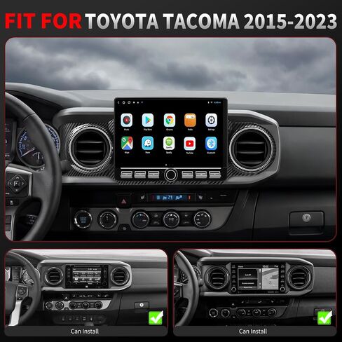 QLED Radio for Toyota Tacoma Upgrade 2016-2023, Carbon Fiber Style,Touch Screen Stereo Replacement,Wireless Carplay Android Auto, 4G Network in Saudi Arabia