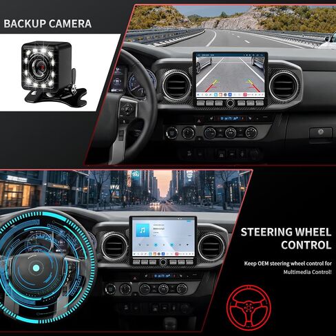 QLED Radio for Toyota Tacoma Upgrade 2016-2023, Carbon Fiber Style,Touch Screen Stereo Replacement,Wireless Carplay Android Auto, 4G Network in Saudi Arabia
