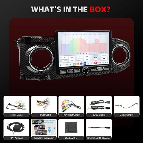 QLED Radio for Toyota Tacoma Upgrade 2016-2023, Carbon Fiber Style,Touch Screen Stereo Replacement,Wireless Carplay Android Auto, 4G Network in Saudi Arabia