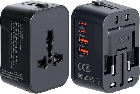 Universal Travel Adapter Fast Charger Worldwide Plug Adapter 4 Ports in Saudi Arabia