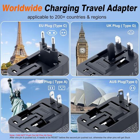Universal Travel Adapter Fast Charger Worldwide Plug Adapter 4 Ports in Saudi Arabia
