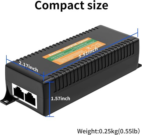 2.5Gb PoE Injector Adapter 60W, IEEE 802.3bt/at/af Compliant, Converts Non-PoE to PoE Network, 100/1000/2500Mbps RJ45, Up to 328 ft, Plug & Play in Saudi Arabia