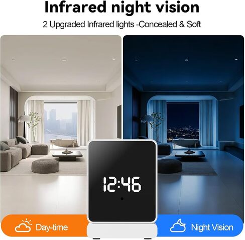 Clock Camera,2K HD Camera,Nanny Cam, Local and Cloud Storage,Used for Home Indoor Security, with AI Motion Detection and Night Vision Functions. in Saudi Arabia